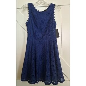 NWT City‎ Studio - Royal Blue Fit & Flare Lined Lace Dress Size 7